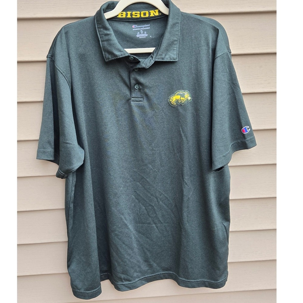 Champion NDSU Bison Polo Shirt Mens XL Green Short Sleeve North Dakota State